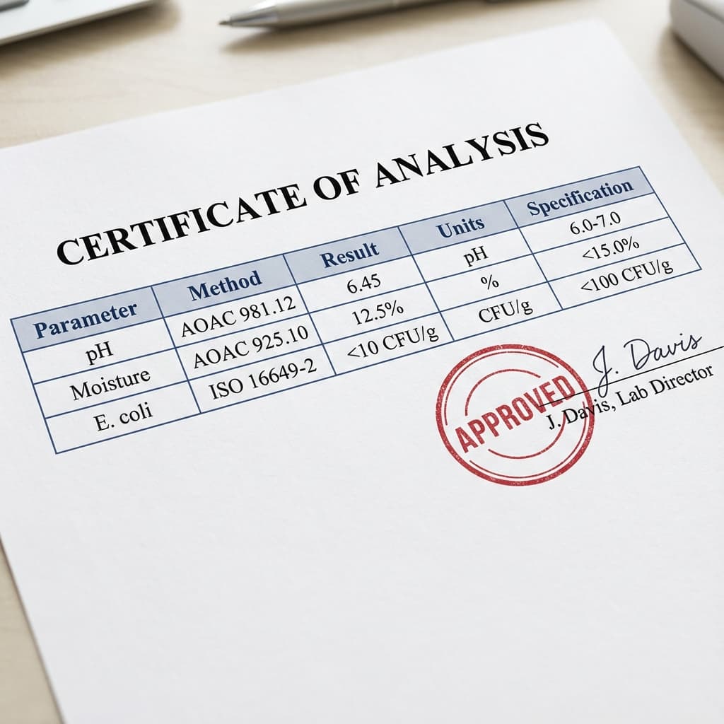 Laboratory Analysis Certificate